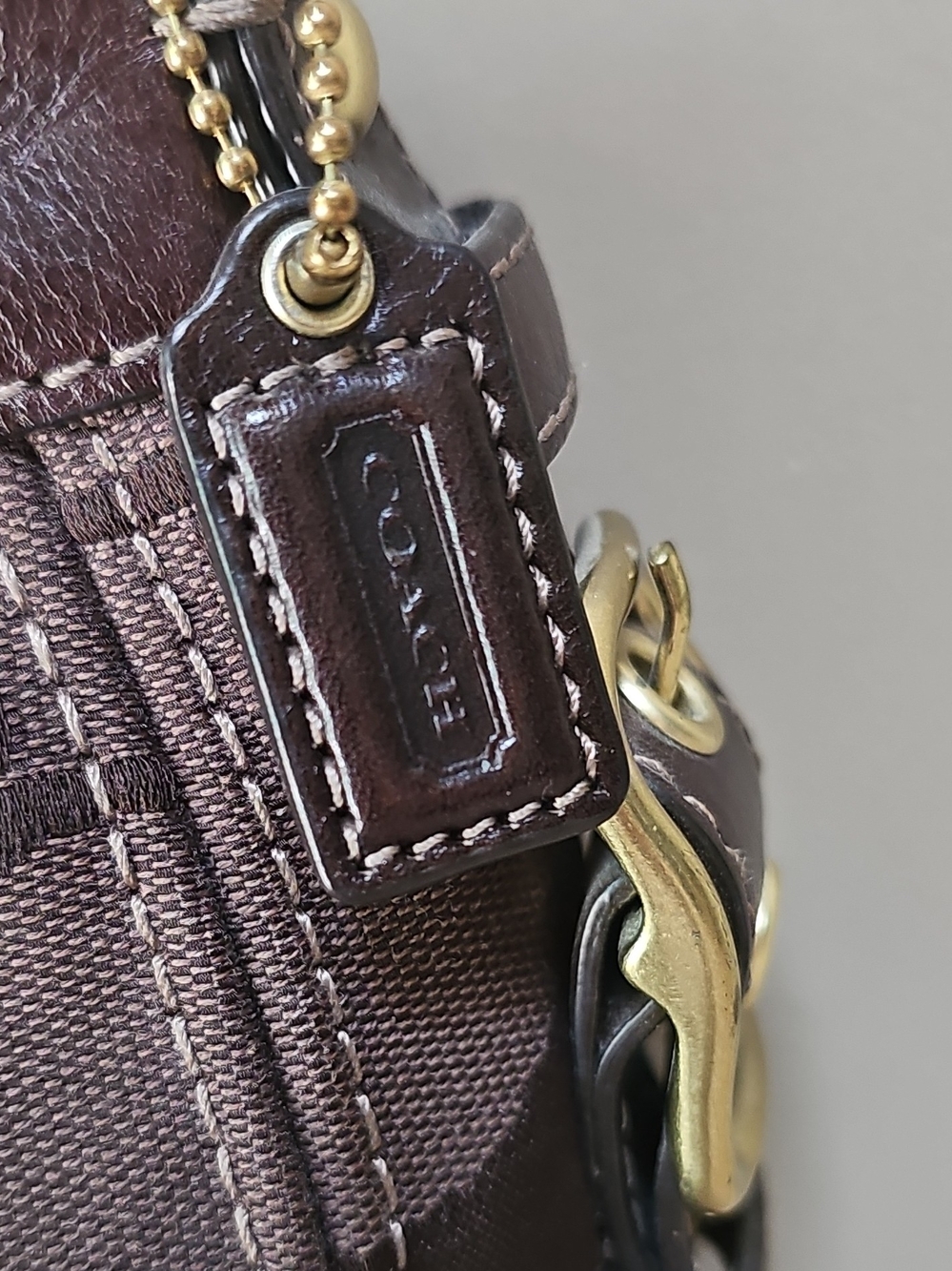 Coach 41856 Y2k Brown Monogram Mini Shoulder Bag with Leather Trim - Picture 3 of 7